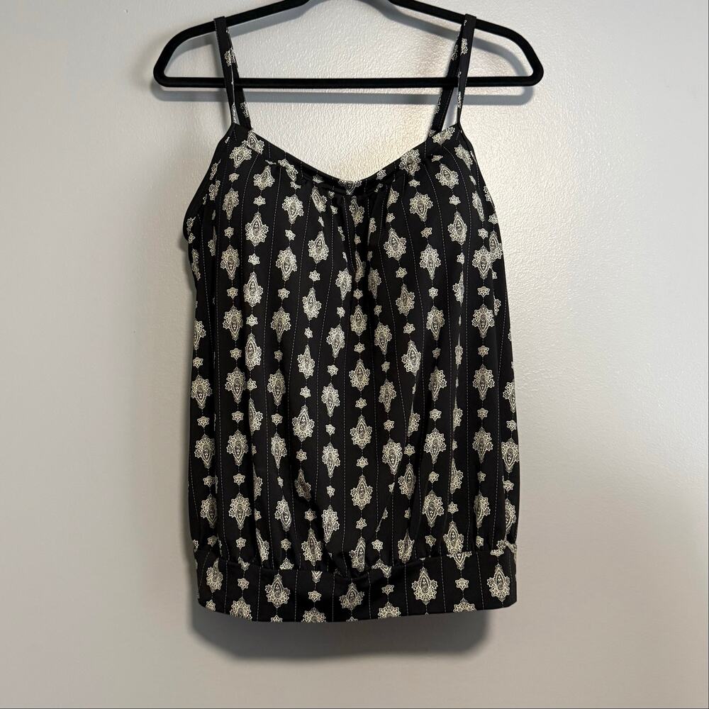 Lands End Black White Damask Tankini Swimsuit Top 14
